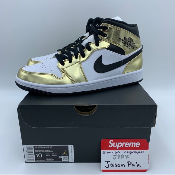 Amazon.com | Nike Air Jordan 1 Mid, Men Air Jordan 1 Mid SE ‘Metallic Gold’